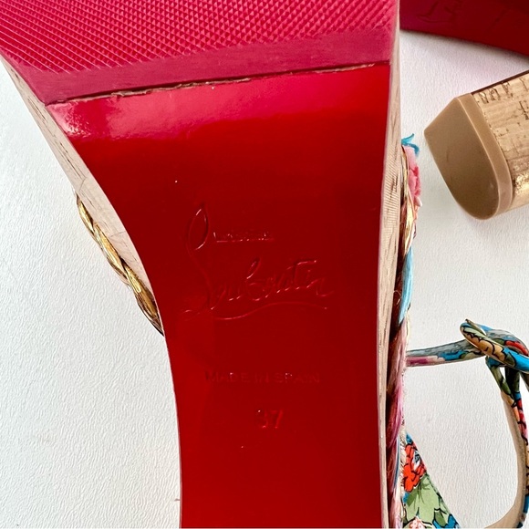 CHRISTIAN LOUBOUTIN | Arielle sevillana Floral Platform Ankle Wrap Sandals 37 38 - Picture 11 of 13